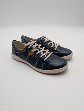 Romika Shoes Womens Size 5.5 Blue Leather Sneaker Comfort Lace Up EU 36 Casual